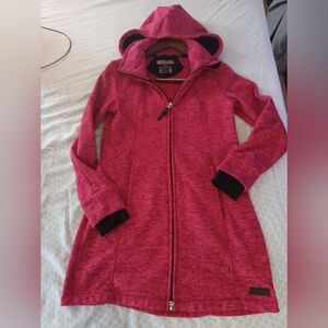 Kenneth Cole Reaction Women's Red Hoody Jacket Small long length.